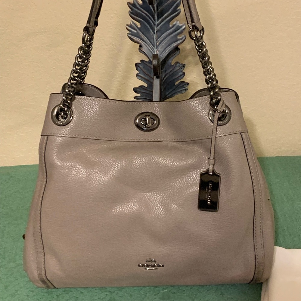 Coach Turnlock Edie Pebbled Leather Shoulder Bag